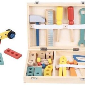 מזוודת כלי עבודה לילדים מעץ מלא 22 חלקים מבית Pit Toys