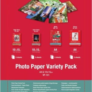 מארז ניירות צילום VP-101 Photo Paper Variety Pack במגוון גימורים מבית Canon