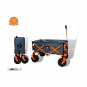 עגלת חוף ושטח מתקפלת V2.0 ממסגרת פלדה ובד 600D שחור מבית I-Camp