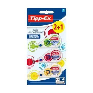 מארז 3 יחידות סרט מחיקה מיני 6 מטר צבעוני מבית Tipp-Ex