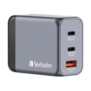מטען קיר 65W 3-Port GaN USB-A/C שחור מבית Verbatim