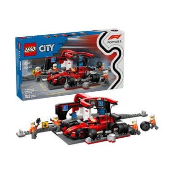 לגו City F1 תחנת עצירה וצוות תיקונים עם מכונית Ferrari 60443 מבית LEGO
