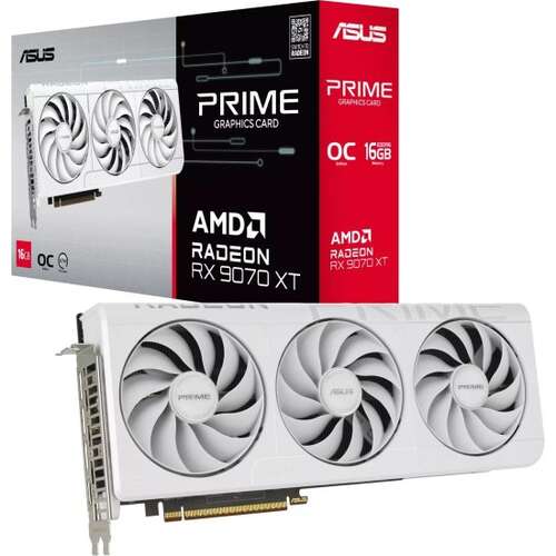 כרטיס מסך Prime Radeon RX 9070 XT 16GB GDDR6 OC לבן מבית Asus
